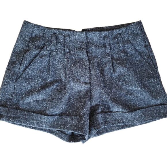 Elle Y2K Belted Tweed Dark Gray Shorts - Picture 1 of 3